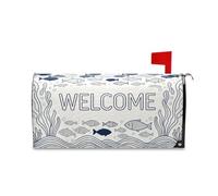 Yoogain Housse décorative pour boîte aux lettres de Pâques et de Noël - Motif poisson sauvage - Bleu et blanc - Taille standard