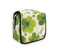 Yoogain Kit de voyage motif hibiscus vert camouflage avec crochet de suspension élégant pour maquillage vertical sur pied