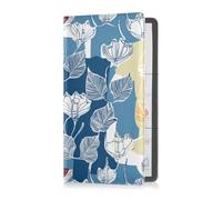 Yoogain Leaves Art - Porte-cartes d'immatriculation et d'assurance en cuir synthétique à motif bleu, boîte à gants pour organiser les accessoires de camion pour cartes, permis de conduire de documents
