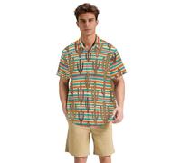 Yoogain Léopard Cactus Rayé Rétro Hommes Chemise Boutonnée Manches Courtes Décontracté Vacances Plage Été S-3XL, Léopard Cactus Rayé Rétro, M