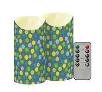 Yoogain Lot de 2 fausses bougies LED en cire avec minuteur à distance pour centres de table de mariage, centre de table, bleuet, sucette verte