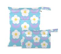 Yoogain Lot de 2 sacs de bain à fermeture éclair pour bébé avec poignées pour la salle de sport (Vector Flower Blanc Bleu)