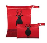 Yoogain Lot de 2 sacs de sport à fermeture éclair pour vêtements de voyage essentiels pour voler avec poignées pour couches de bébé (Crazy Renne, Birdman, rouge noir)