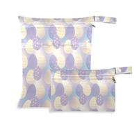 Yoogain Lot de 2 sacs imperméables pour maillot de bain avec poignées pour la plage (œuf de Pâques pastel, violet/jaune)