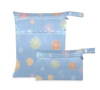 Yoogain Lot de 2 sacs lavables pour le voyage humide avec poignées pour le bain (bleu pastel)
