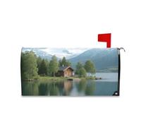 Yoogain Mountain Grove Couverture magnétique décorative pour boîte aux lettres de Noël Motif paysage de maison du lac Taille standard Caja de correos
