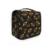 Yoogain Nightmare Bees Trousse de toilette pour homme avec crochet de suspension Fermeture éclair Trousse de toilette verticale autoportante Jaune Noir