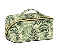 Yoogain Old Slow Style Fern Green Leaf Cosmetic Bag with dividers Large Case Cosmetic Makeup Bag Travel Size Accessories