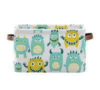 Yoogain Paniers de rangement mignons petits monstres verts et jaunes, paniers de rangement pliables et imperméables pour conteneurs de rangement avec poignée robuste, décoration pour chambre à coucher
