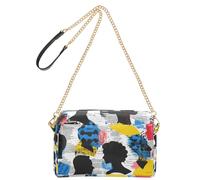 Yoogain People Silhouette Art Street Petit sac à bandoulière pour femme en cuir végétalien avec fermeture éclair et bandoulière pour femme