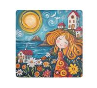Yoogain Personnalisable Happy Stylish Woman with FlowerMakeup Organizer Bag Cloth Magic Sticker Travel Bag Organizer Wrap 21.7 X 21.7 Wrapper For Organization, heureux, élégant, femme, à, fleur,
