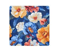 Yoogain Personnalisables Florals Pivoines Pensée Amaryllis Royal Blue Pochettes de voyage en tissu pour objectif d'appareil photo Autocollant Cosmétique Sac de voyage Organisateur Wrap 21,7 x 21,7