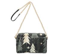 Yoogain Petit sac à bandoulière en cuir végétalien avec motif de sapin, motif chasseur, noir foncé, blanc, pour femme, sac à main imperméable pour femme