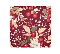 Yoogain Pochettes de maquillage personnalisables à motif floral de Noël rouge cerise pour objectif d'appareil photo, sac de voyage pour cosmétiques, 55 x 55 cm, sacs de rangement pour femmes, Motif