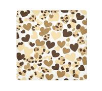 Yoogain Pochettes de maquillage personnalisables Happy Valentine's Day Brown Leopard HeartCosmetic Pouch Camera Lens Cloth Protective Travel Organizer Wrap 21,7 x 21,7 Wrapper Makeup For Women, Happy