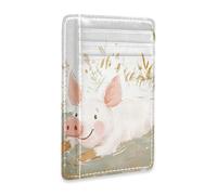 Yoogain Porcinet Rolling in The Mud Puddle Portefeuille fin en cuir pour femme avec fente pour espèces bloquant RFID porte-cartes de crédit pour homme et femme