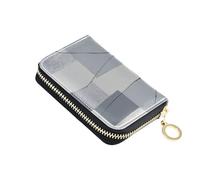 Yoogain Portefeuille carré en cuir gris abstrait avec 9 emplacements pour cartes RFID avec fermeture éclair