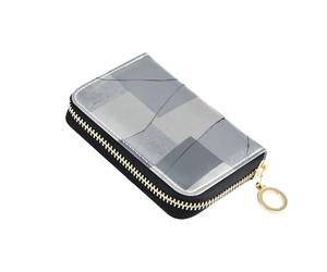 Yoogain Portefeuille carré en cuir gris abstrait avec 9 emplacements pour cartes RFID avec fermeture éclair