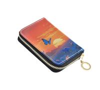 Yoogain Portefeuille en cuir pour femme avec fermeture éclair « The Sunset over The Blue Sea Of Flowers » avec blocage RFID