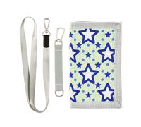 Yoogain Portefeuille minimaliste minimaliste à trois volets pour femme avec cordon, Étoiles bleues à pois jaunes, 1 size, Tendance