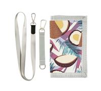 Yoogain Portefeuille pour cartes de crédit en forme de feuilles de palmier en noix de coco pour homme avec cordon, feuilles de palmier coco, 1 size, Tendance