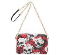 Yoogain Sac à bandoulière terrible rouge tête de mort pour femme en cuir végétalien sac à main tendance avec fermeture éclair pour femme