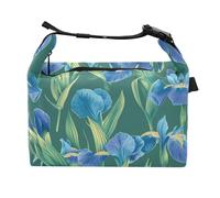 Yoogain Sac à déjeuner isotherme réglable pour enseignants et personnel médical d'hôpital Motif fleurs d'iris Bleu