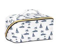 Yoogain Sac de voyage bleu marine avec compartiments et poignée pour voiliers, palmiers, grands sacs à cosmétiques avec fermeture éclair