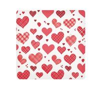 Yoogain Sac de voyage personnalisable en forme de cœur à carreaux de buffle pour la Saint-Valentin, maquillage, objectif d'appareil photo, tissu magique auto-adhésif pour voyage, 55 x 55 cm, sacs de