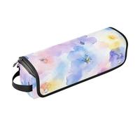 Yoogain Sac de voyage pour outils de cheveux avec tapis de fer, sac de voyage étanche et portable pour fers plats, lisseurs, fers à friser, aquarelle, fleurs bleues, essentiels de voyage portable