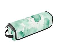 Yoogain Sac de voyage pour outils de coiffure avec coussinet résistant à la chaleur, organiseur portable pour fer à friser, fer à lisser, sèche-cheveux plat, aquarelle abstraite, vert menthe, crème