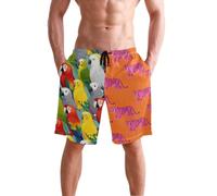 Yoogain Short de bain pour homme avec compression, Motif Tigres Rose Orange Boho, XXL