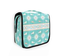 Yoogain Simple Bird Kit de rasage Boho Sac de voyage avec crochet de suspension Trousse de toilette légère verticale autoportante Bleu