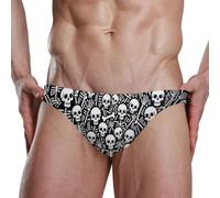 Yoogain Slip de bain bas pour homme, Squelettes Noir Blanc, 3XL