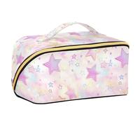 Yoogain Sweet Cute Stars Blush Color Sac de voyage avec séparateurs Essentials Trousse de maquillage avec poignée verticale autoportante