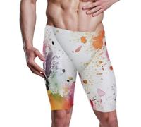 Yoogain Swim Jammers Short de compression pour homme Longueur genou, Aquarelle Abstrait Splash-Ink Couleur vive, M