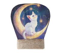 Yoogain The White Cat on the Moon Panier pour chat d'intérieur et mini chien en peluche confortable semi-fermé