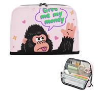 Yoogain Trousse à crayons de grande capacité avec emplacements pour l'école Preppy Must Haves Give Me My Money Gorilla