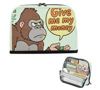 Yoogain Trousse à crayons de grande capacité extensible pour l'école Preppy Must Haves Give Me My Money Gorilla