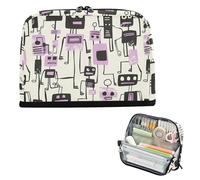 Yoogain Trousse à crayons de grande capacité - Trousse de maquillage de grande capacité - Trousse à crayons pour étudiants - Style robots de Jon Klassen - Violet