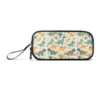 Yoogain Trousse à crayons personnalisable en nylon avec fermeture éclair - Motif dinosaure - Beige