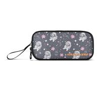 Yoogain Trousse à crayons personnalisable en nylon avec fermeture éclair - Motif planète astronaute blanche - Grande capacité - Pour garçons