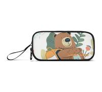 Yoogain Trousse à crayons personnalisable en nylon avec ours de dessin animé - Grande capacité - Pour écolier