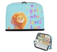Yoogain Trousse de rangement à crayons de grande capacité avec fermeture éclair pour infirmière, fournitures scolaires juste une fille qui aime le lion