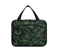 Yoogain Trousse de toilette à suspendre vert fluo Valentine Love pour homme avec crochet, trousse de maquillage lavable pour femme, bolsas para maquillaje de mujer L, Vert fluo Valentine Love, Large