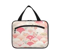 Yoogain Trousse de toilette de voyage à suspendre avec crochet, trousse de maquillage lavable pour voyage, voyage, bolso viajero para mujer L, Pêche Saint-Jacques Doré, Large