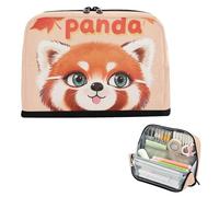 Yoogain Trousse de transport pour crayons de grande capacité - Organiseur de bureau portable pour adolescents - Juste une fille qui aime le panda rouge