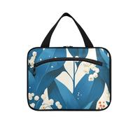 Yoogain Turquoise Lily Of Valley Modern Scandinave Trousse de toilette de voyage à suspendre avec crochet, trousse de toilette design unisexe à suspendre pour croisière, voyage, sac à dos, bolsa para