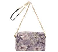 Yoogain William Morris - Petit sac à bandoulière en cuir végétalien avec fermeture éclair pour femme, motif floral mauve