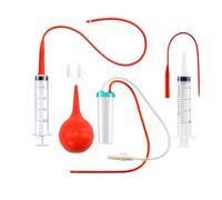 Yoogeer Extracteur de mucus stérile pour nouveau-né, chiot, chaton, petit animal, kit d'alimentation avec 2 tubes d'alimentation rouges 8 FR + 2 seringues de 20 ml + aspirateur à bulbes